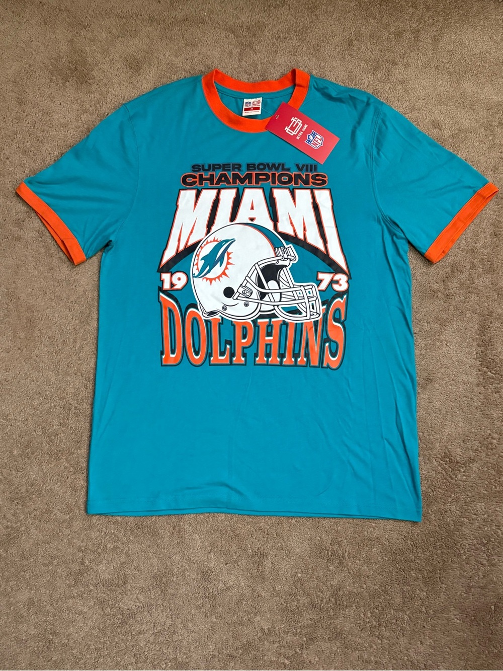 NWT Ultra Game Mens M Super Bowl VII Champions 1973 Miami Dolphins Shirt NFL